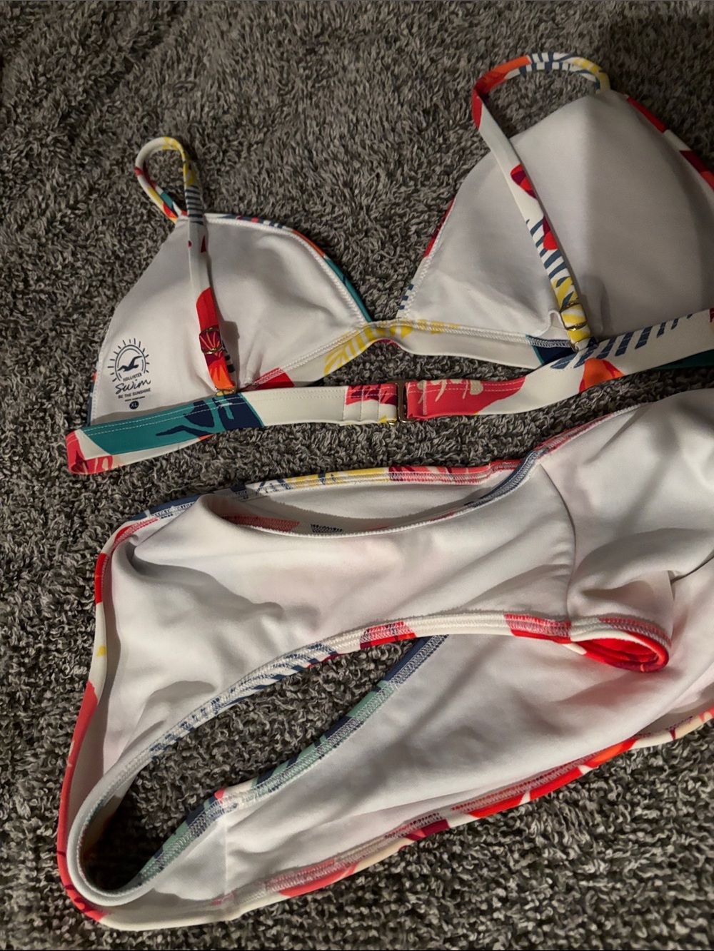 Hollister White Tropical Floral Bikini with Red, Yellow & Navy - Picture 4 of 4